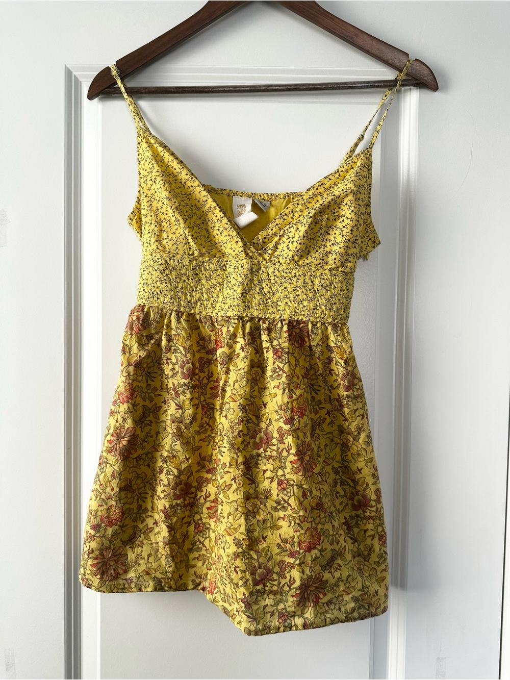 Nick & Mo Yellow Floral Cotton Tie Back Tank Y2K Cottagecore Small